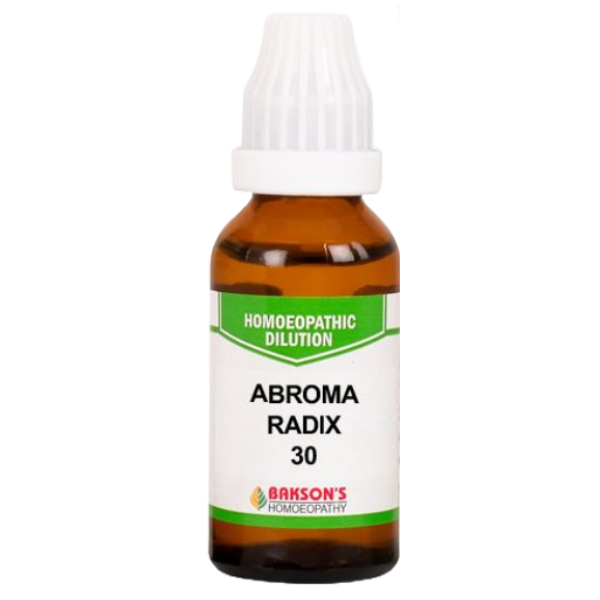 BAKSON'S HOMEOPATHY ABROMA RADIX DILUTION 30 - PACK OF 4 (30 ML EACH)