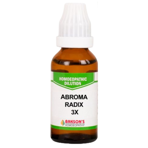 BAKSON'S HOMEOPATHY ABROMA RADIX DILUTION 3X - PACK OF 4 (30 ML EACH)