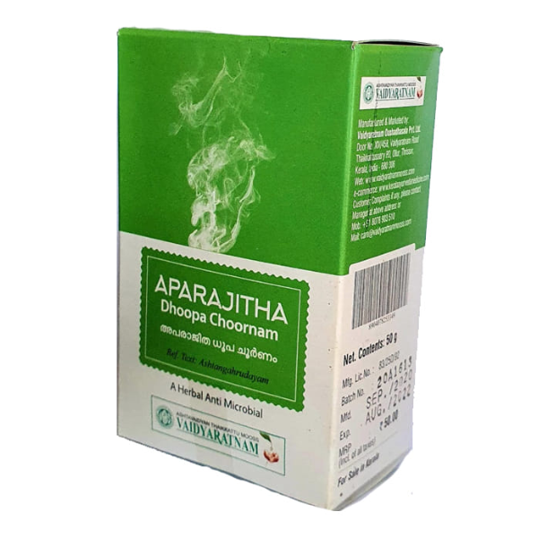VAIDYARATNAM APARAJITHA DHOOPA CHOORNAM - PACK OF 8 (50 GM EACH)