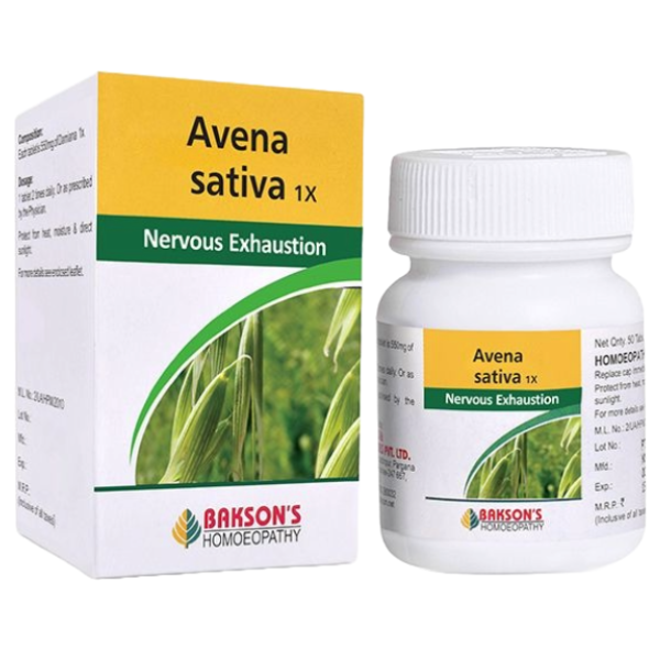 BAKSON'S HOMEOPATHY AVENA SATIVA 1X - PACK OF 2 (50 TABLETS EACH)