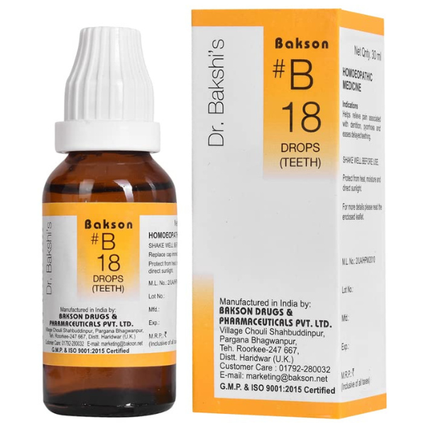 BAKSON'S HOMEOPATHY #B 18 TEETH DROPS - PACK OF 2 (30 ML EACH)