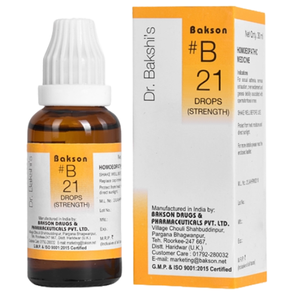 BAKSON'S HOMEOPATHY #B 21 STRENGTH DROPS - PACK OF 2 (30 ML EACH)