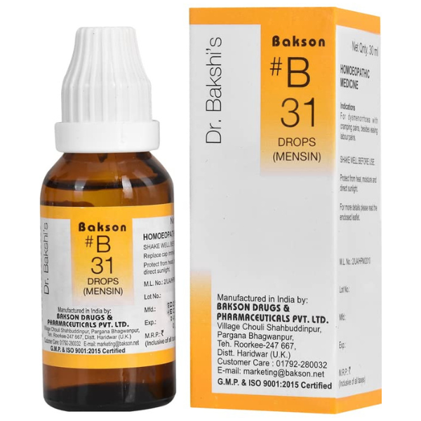 BAKSON'S HOMEOPATHY #B 31 MENSIN DROPS - PACK OF 2 (30 ML EACH)