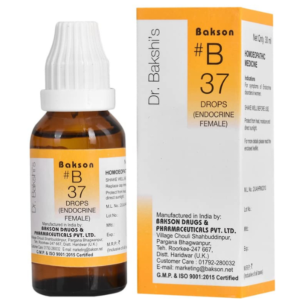 BAKSON'S HOMEOPATHY #B 37 ENDOCRINE FEMALE DROPS - PACK OF 2 (30 ML EACH)