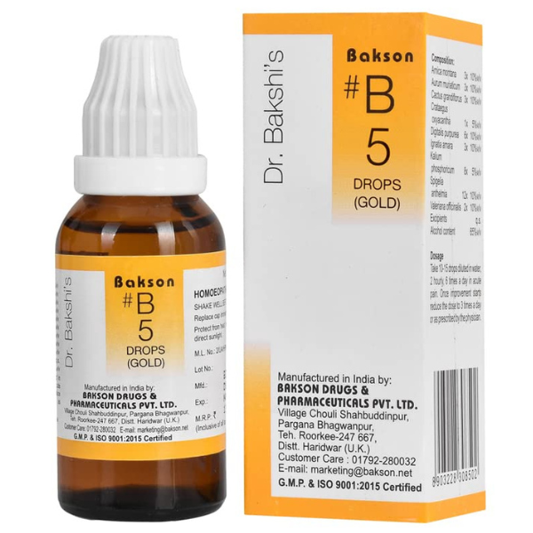 BAKSON'S HOMEOPATHY #B 5 GOLD DROPS - PACK OF 2 (30 ML EACH)