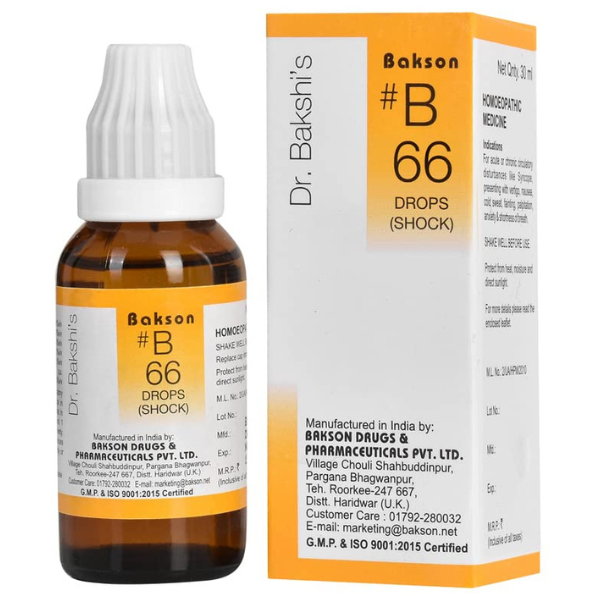 BAKSON'S HOMOEOPATHY #B 66 SHOCK DROPS - PACK OF 2 (30 ML EACH)