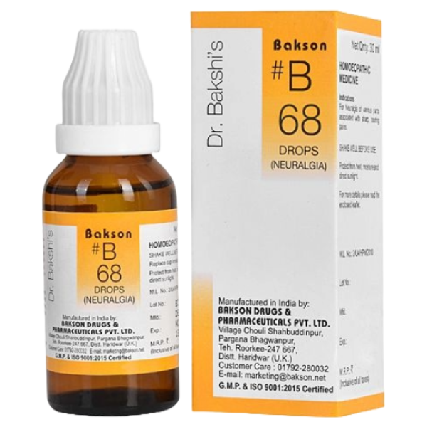 BAKSON'S HOMEOPATHY #B 68 NEURALGIA DROPS - PACK OF 2 (30 ML EACH)