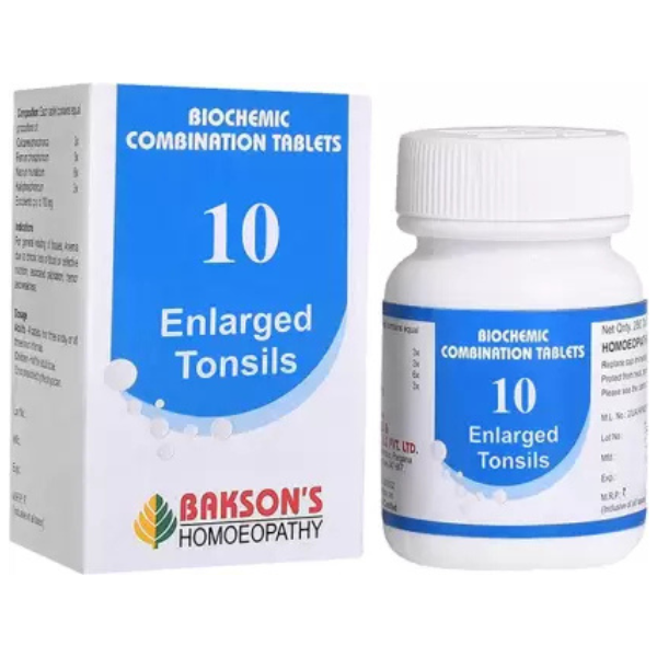 BAKSON'S HOMEOPATHY BIOCHEMIC COMBINATION #10 (ENLARGED TONSILS)