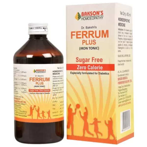 BAKSON'S HOMEOPATHY FERRUM PLUS IRON TONIC SUGAR FREE (450 ML)