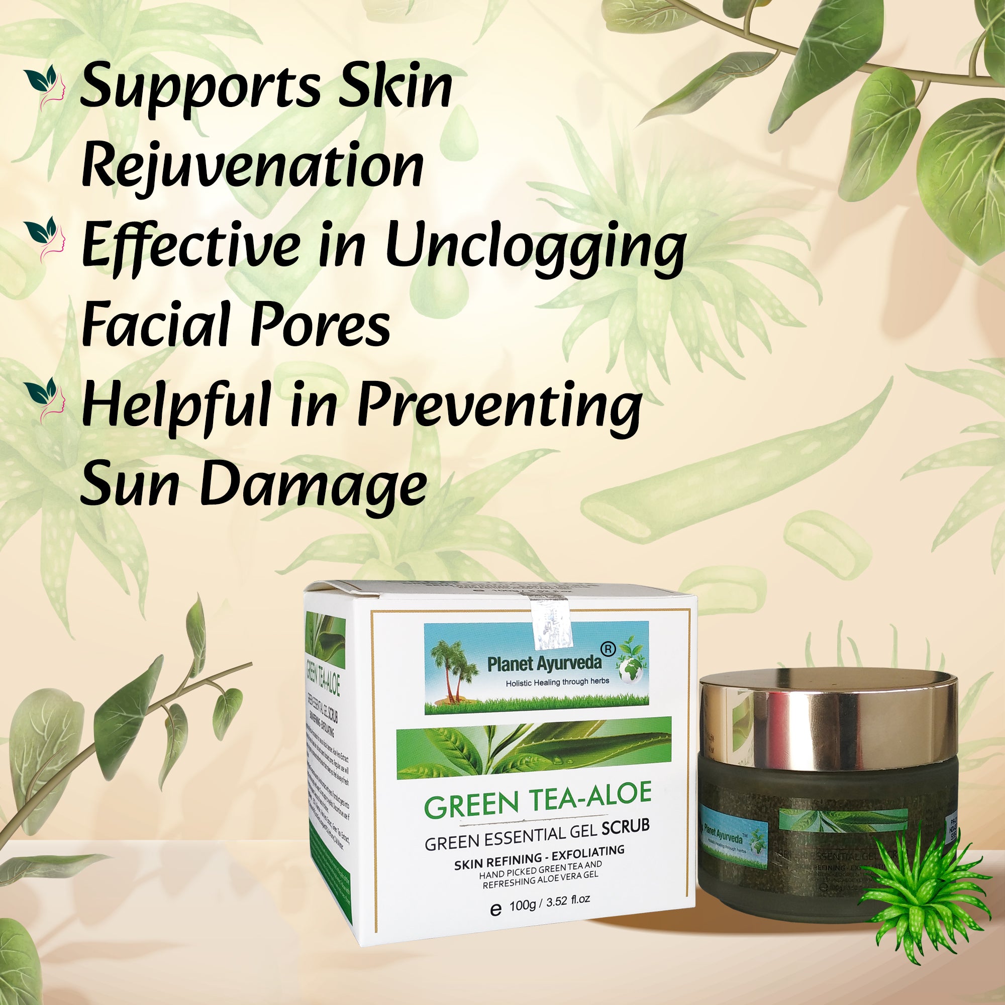 GREEN ESSENTIAL GEL SCRUB (GREEN TEA-ALOE)