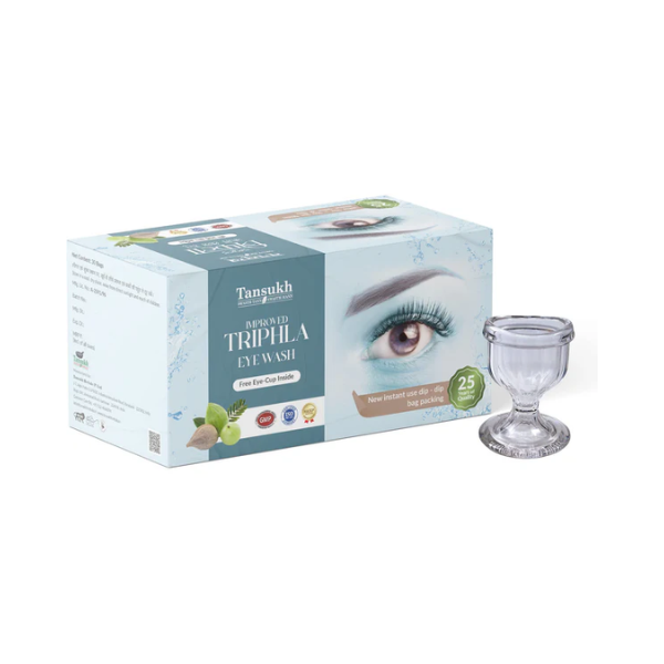 TANSUKH TRIPHALA EYE WASH WITH FREE EYE WASH CUP - PACK OF 2 (30 DIP BAGS EACH)