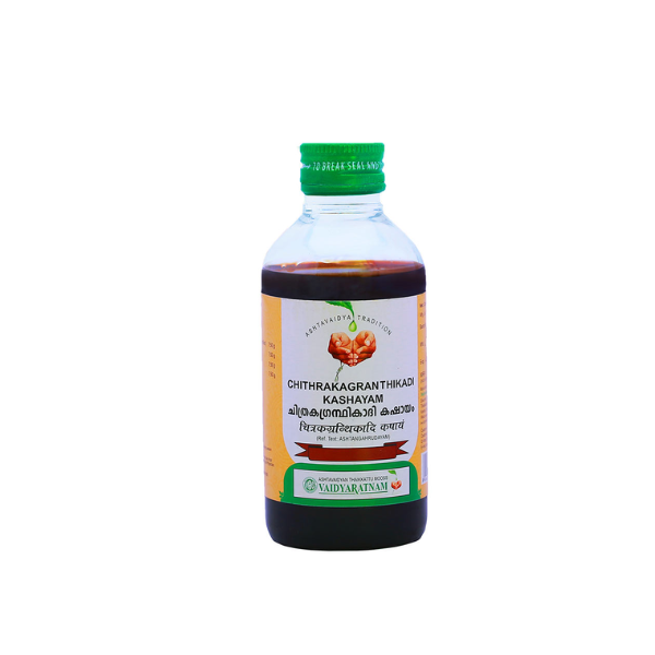 VAIDYARATNAM CHITHRAKAGRANDHIKADI KASHAYAM - PACK OF 4 (200 ML EACH)