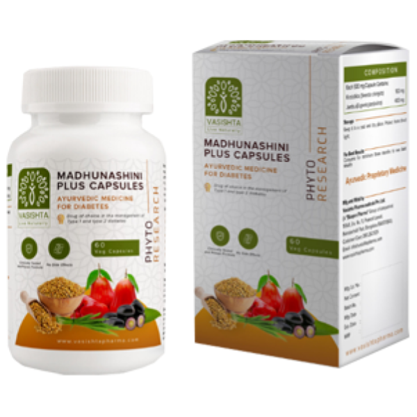 VASISHTA MADHUNASHINI PLUS CAPSULES - PACK OF 2 (60 Caps EACH)