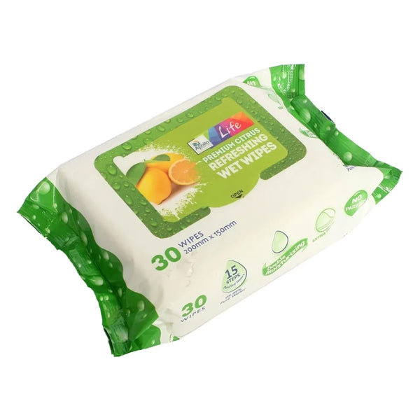 PREMIUM CITRUS REFRESHING WET WIPES (30 COUNT)