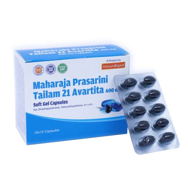 SAHASRAYOGAM MAHARAJA PRASARINI TAILAM 21 AVARTITA (100 CAPSULES)