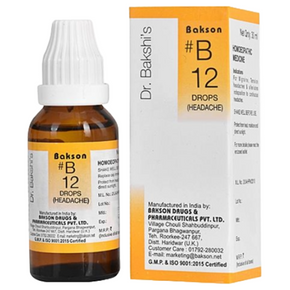 BAKSON'S HOMEOPATHY #B 12 HEADACHE DROPS - PACK OF 2 (30 ML EACH)