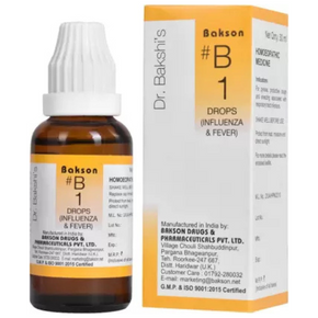 BAKSON'S HOMEOPATHY #B 1 INFLUENZA & FEVER DROPS - PACK OF 2 (30 ML EACH)