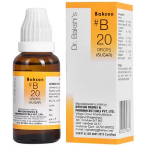 BAKSON'S HOMEOPATHY #B 20 SUGAR DROPS - PACK OF 2 (30 ML EACH)