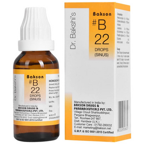 BAKSON'S HOMEOPATHY #B 22 SINUS DROPS - PACK OF 2 (30 ML EACH)