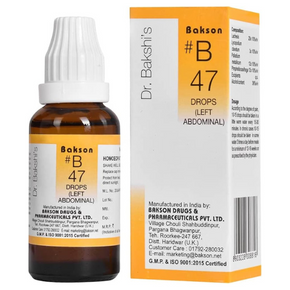 BAKSON'S HOMOEOPATHY #B 47 LEFT ABDOMINAL DROPS - PACK OF 2 (30 ML EACH)