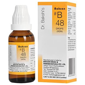 BAKSON'S HOMOEOPATHY #B 48 VEIN DROPS - PACK OF 2 (30 ML EACH)