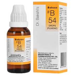 BAKSON'S HOMOEOPATHY #B 54 PULMONIC DROPS - PACK OF 2 (30 ML EACH)