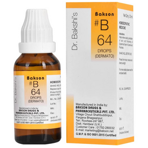 BAKSON'S HOMEOPATHY #B 64 DERMATO DROPS - PACK OF 2 (30 ML EACH)