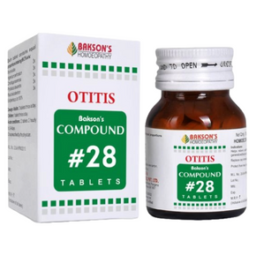 BAKSON'S HOMEOPATHY COMPOUND # 28 OTITIS TABLETS - PACK OF 3 (100 TABS EACH)