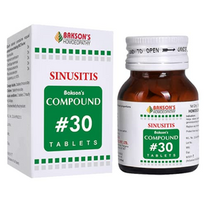 BAKSON'S HOMEOPATHY COMPOUND #30 SINUSITIS TABLETS - PACK OF 3 (100 TABS EACH)