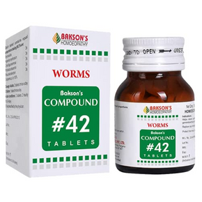 BAKSON'S HOMEOPATHY COMPOUND #42 WORMS TABLETS - PACK OF 3 (100 TABS EACH)