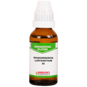 BAKSON'S HOMEOPATHY RHODODENDRON CHRYSANTHUM DILUTION 6X - PACK OF 4 (30 ML EACH)