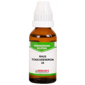 BAKSON'S HOMEOPATHY RHUS TOXICODENDRON DILUTION 3X - PACK OF 4 (30 ML EACH)